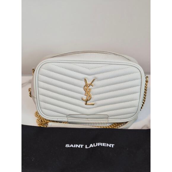 Saint Laurent Lou Camera Bag in Ivory Chevron Leather with Gold Hardware - Picture 1 of 3
